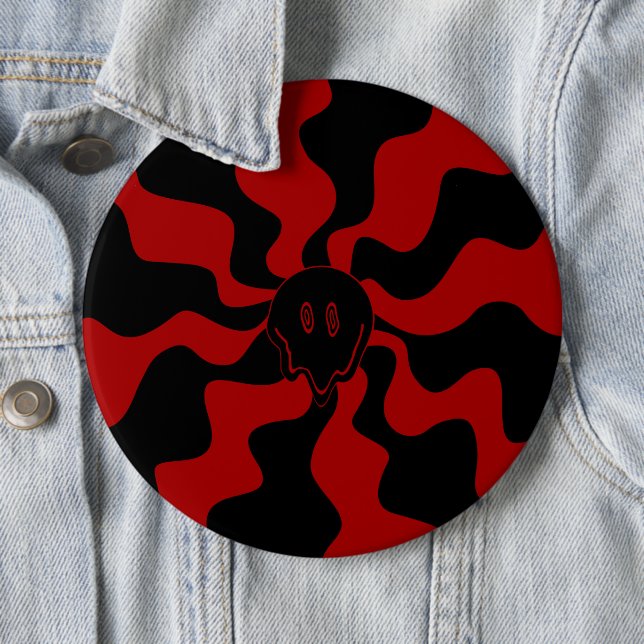 Smile Melt Retro Rot und Schwarz Button (Beispiel)