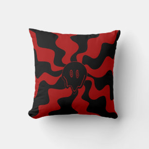 Smile Melt Retro Rot und Schwarz Kissen