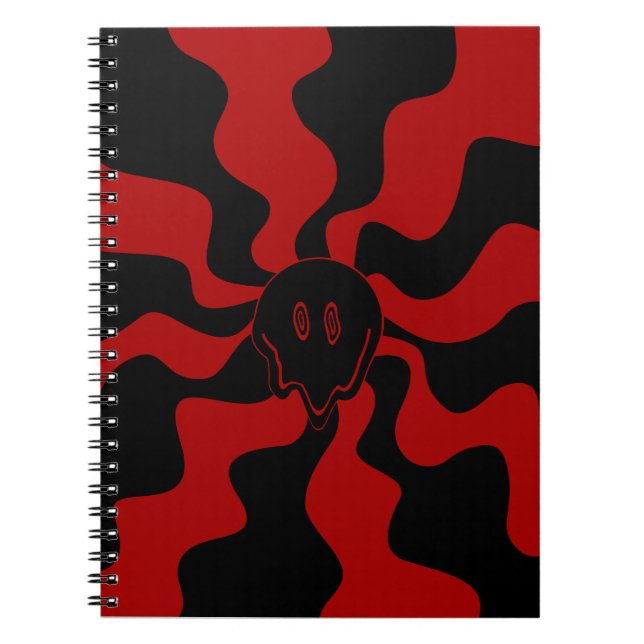 Smile Melt Retro Rot und Schwarz Notizblock (Vorderseite)