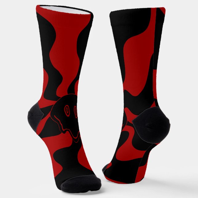 Smile Melt Retro Rot und Schwarz Socken (Gewinkelt)