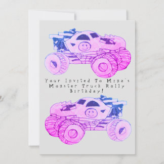 Smile Monster Truck Kundgebung Geburtstagsparty Einladung