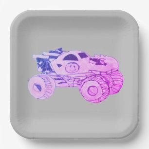 Smile Monster Truck Kundgebung Geburtstagsparty Pappteller