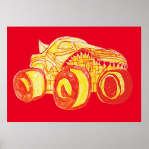 Smile Monster Truck Kundgebung Geburtstagsparty Poster