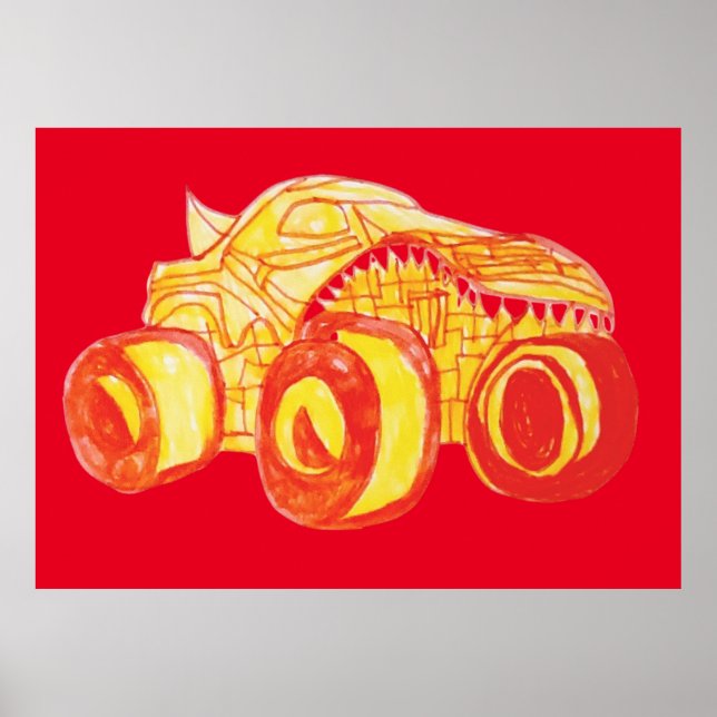 Smile Monster Truck Kundgebung Geburtstagsparty Poster (Vorne)