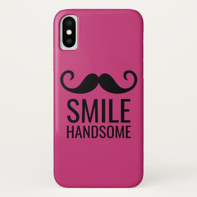 SMILE & Mustache auf JEDEM GRUNDFARBEN iPhone X-Fa Case-Mate iPhone Hülle (Rückseite)