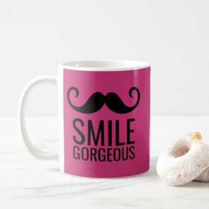 SMILE Mustache Kaffee Tasse JEDE Grundfarbe