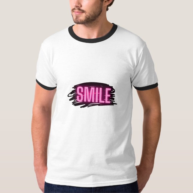 Smile Neon Text Herren Ring T-Shirt (Vorderseite)