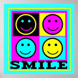 SMILE niedliche CMYK-Gesichter Poster