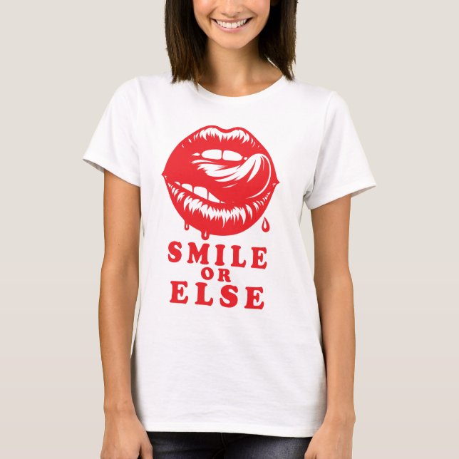 Smile or Else: Halloween Lips Tee (Vorderseite)