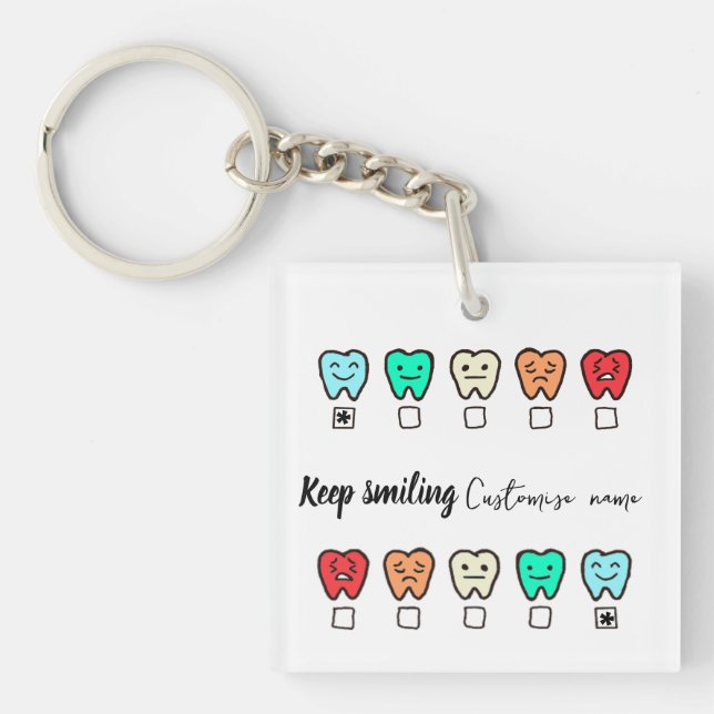  Smile" Personalized tooth keychain-dental gift Schlüsselanhänger (Vorderseite)