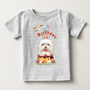 Smile Pup: Alles Gute zum Geburtstag Bichon & Tort Baby T-shirt