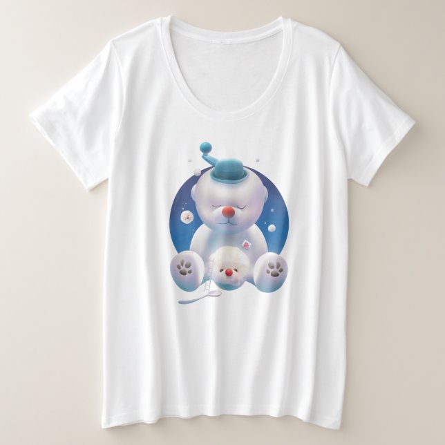 Smile Pup: Ice Shaver Dreamland & Polar Bear Große Größe T-Shirt (Design vorne)