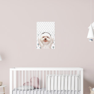 Smile Pup: Musik Vibes Lächelnder Bichon Kunst Poster