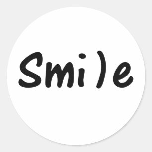 Smile Smile Happy Word Bild Runder Aufkleber