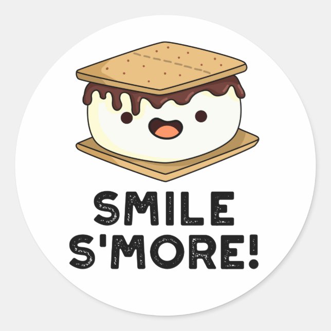 Smile Smore Funny Sweet Food Puff Runder Aufkleber (Vorderseite)