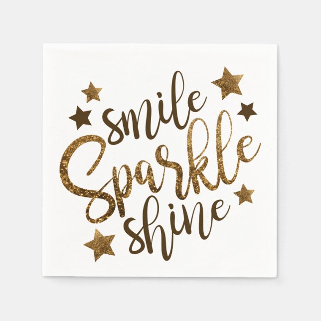 Smile Sparkle Shine Affirmations Serviette (Vorderseite)
