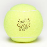 Smile Sparkle Shine Black Gold Custom Tennisbälle<br><div class="desc">Stilvolle Designer-Typografie mit "Smile Sparkle Shine" in Gold und mit Sternen dekoriert.</div>