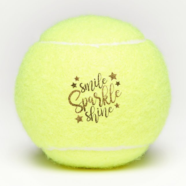 Smile Sparkle Shine Black Gold Custom Tennisbälle (Vorderseite)