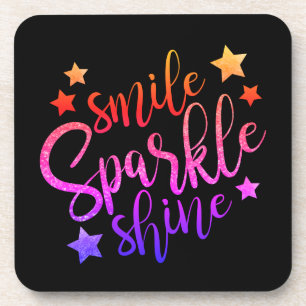 Smile Sparkle Shine Black Inspiration Zitat Untersetzer