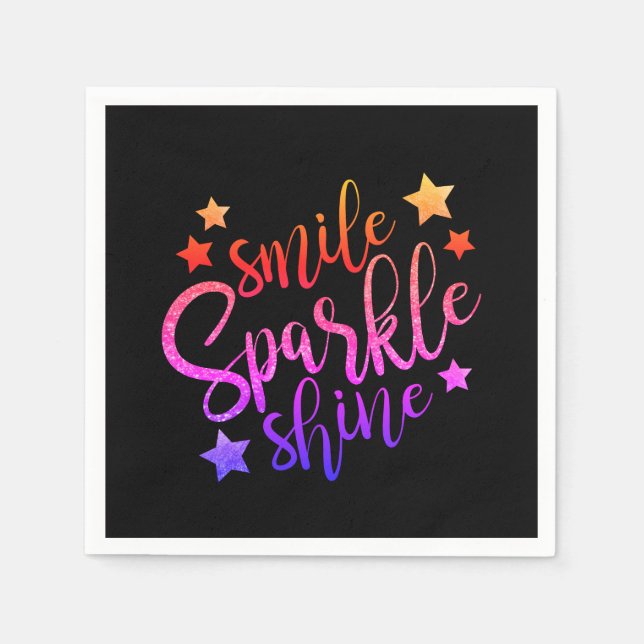 Smile Sparkle Shine Black Mehrfarbig Serviette (Vorderseite)