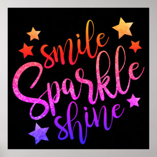 Smile Sparkle Shine Black Multi Poster