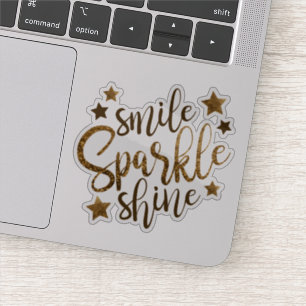 Smile Sparkle Shine   Gold-Glitzer Aufkleber