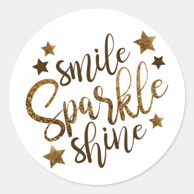 Smile Sparkle Shine Gold Stickers (Vorderseite)