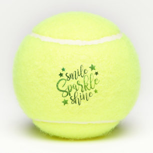 Smile Sparkle Shine Green Inspiration Zitat Tennisbälle