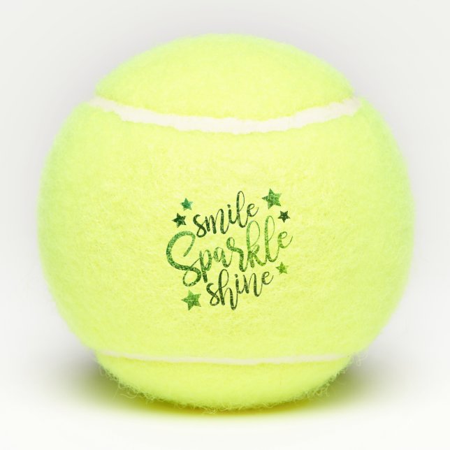 Smile Sparkle Shine Green Inspiration Zitat Tennisbälle (Rückseite)
