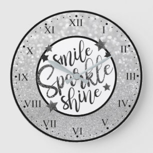 Smile Sparkle Shine Große Wanduhr