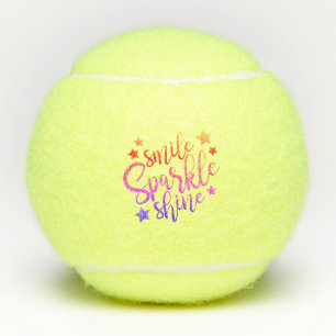Smile Sparkle Shine Mehrfarbiges Zitat Tennisbälle