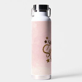 Smile Sparkle Shine Pink Gold Glitzer Motivierend Trinkflasche