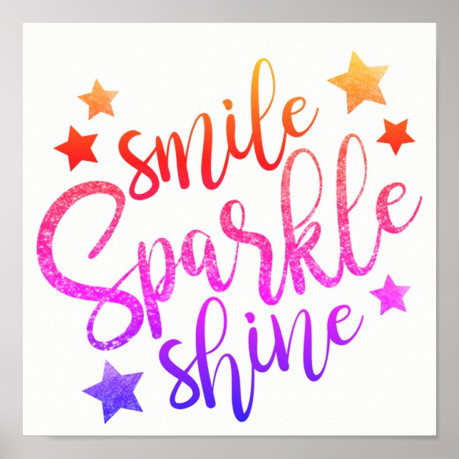 Smile Sparkle Shine - Regenbogenfarbenposter Poster (Vorne)
