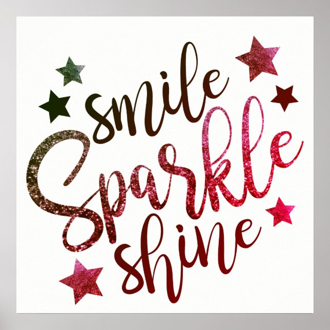 Smile Sparkle Shine Wine White Poster (Vorne)