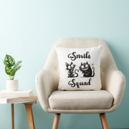 Smile Squad mit lustigem Katzen-Design Kissen