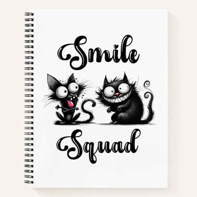 Smile Squad mit lustigem Katzen-Design Notizbuch (Vorderseite)
