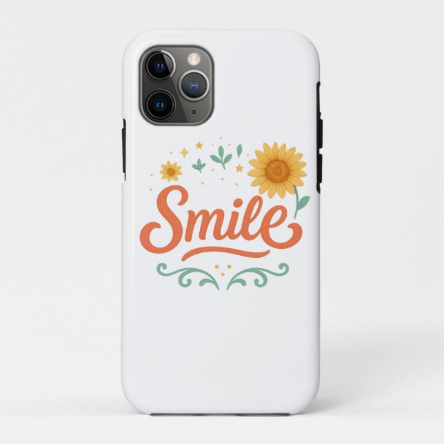 Smile Sunflower iPhone 11 Pro Case | Positive Vibe (Rückseite)