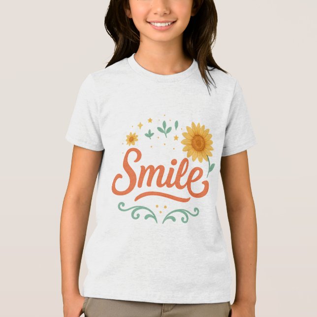 Smile Sunflower Kids T-Shirt | Positive Vibes  Tri-Blend Shirt (Vorderseite)