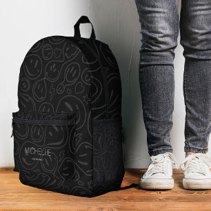 Smile Teen Trendy Stylish Black Gray Doodles Bedruckter Rucksack
