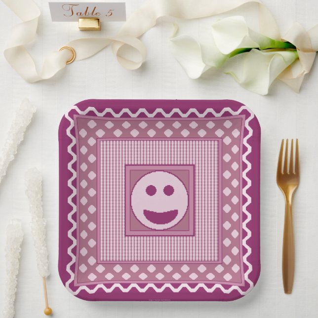 Smile Tile Party Teller in Rosa (Hochzeit)