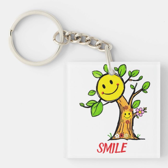 "Smile Tree" Positive Vibes Schlüsselanhänger (Vorderseite)