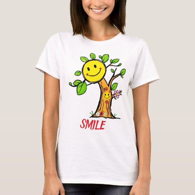 "Smile Tree" Positive Vibes T-Shirt (Vorderseite)