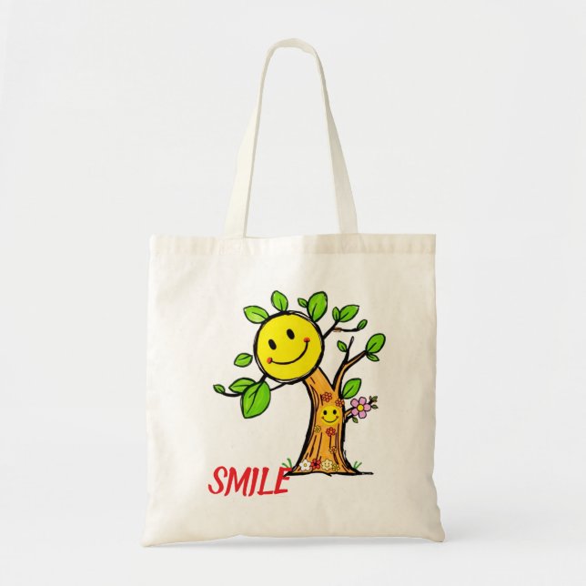 "Smile Tree" Positive Vibes Tragetasche (Vorne)