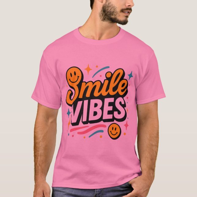 Smile Vibes Retro Smiley Design T-Shirt (Vorderseite)