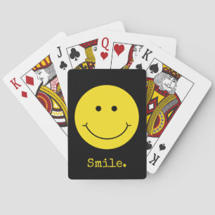 Smile Yellow Face Grinsen Schwarze Typografie Spielkarten