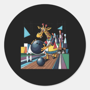 Smilefuntees Funny Giraffe Bowling Sports Cartoon Runder Aufkleber