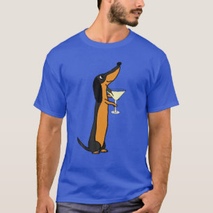 Smilemores Funny Dachshund Dog Drinking Martini T-Shirt