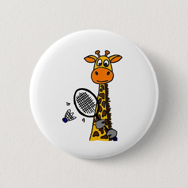 Smilemoreteesa Funny Giraffe Playing Badminton Car Button (Vorderseite)