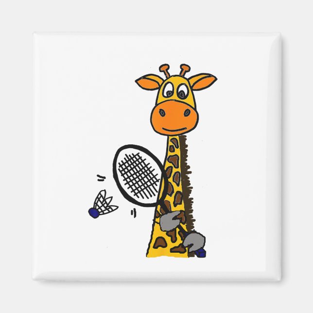 Smilemoreteesa Funny Giraffe Playing Badminton Car Magnet (Vorne)