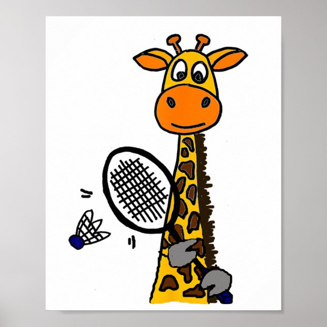 Smilemoreteesa Funny Giraffe Playing Badminton Car Poster (Vorne)